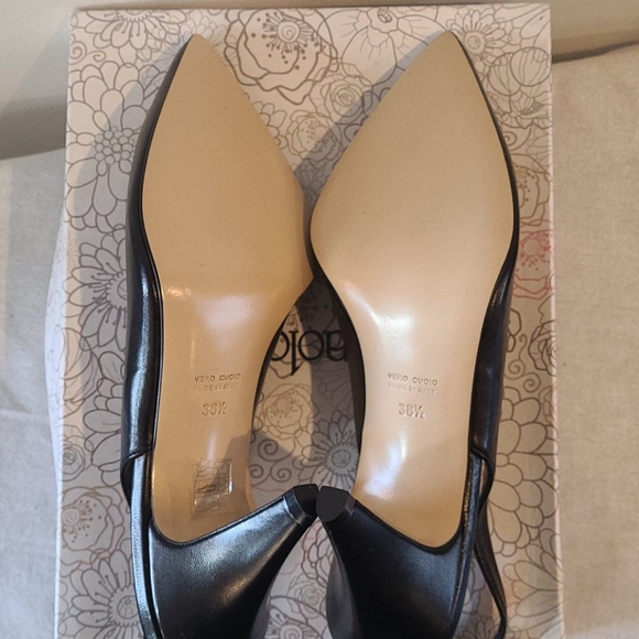NWB Black Leather Pointed Mule Heels Sz 38… - Picture 7 of 8